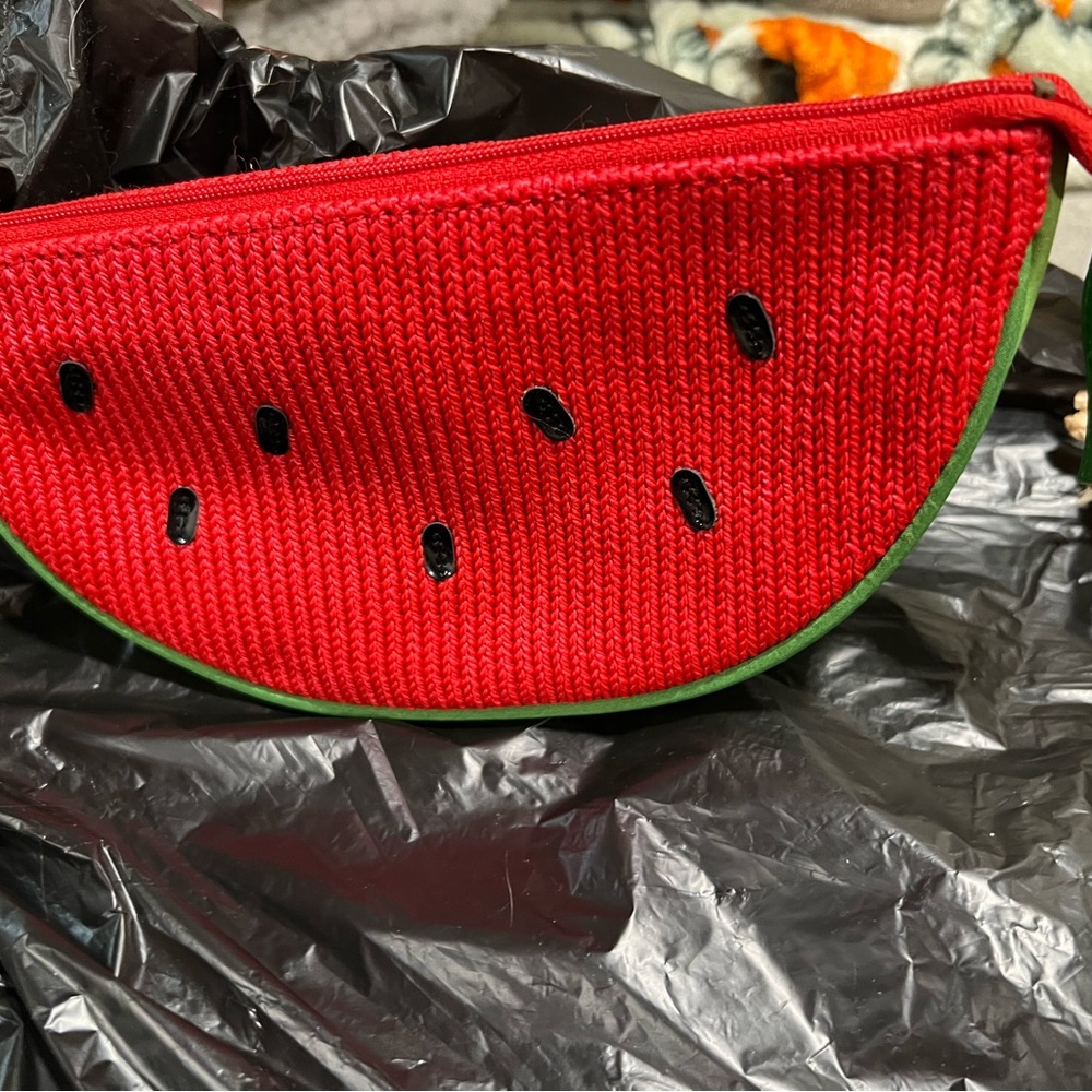 The Sak Red & Green Watermelon Knit Zip Pouch-Jubilee
